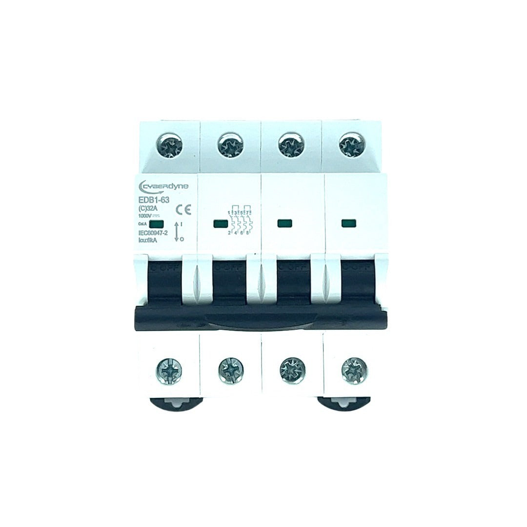 DC No-Polarity Miniature Circuit Breaker (1000V DC / 32A / C Curve) (4-Pole) (Solar PV)
