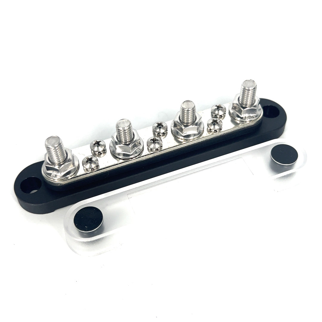 DC Bus Bar + Cover (4 x M8 + 6 x #8 Screw) (48V DC / 150A) (Black)