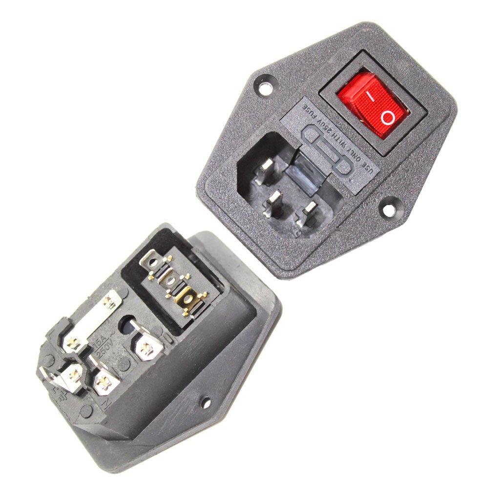 Computer IEC AC Power Panel Mount Male Connector (Switch + Fuse) - CABLESmart
