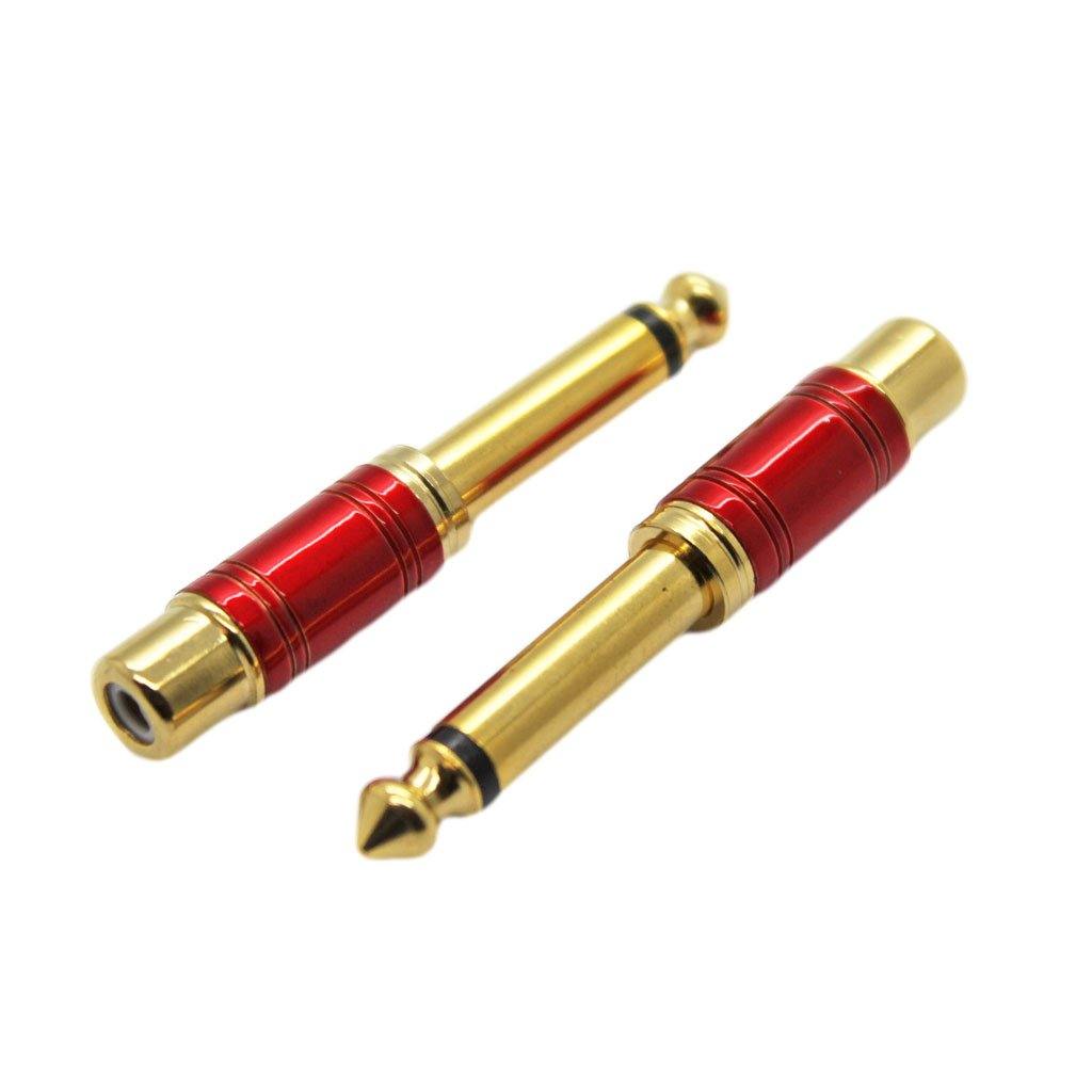 6.35mm Mono Male to RCA Female Adaptor (Pro-Gold Red) - CABLESmart