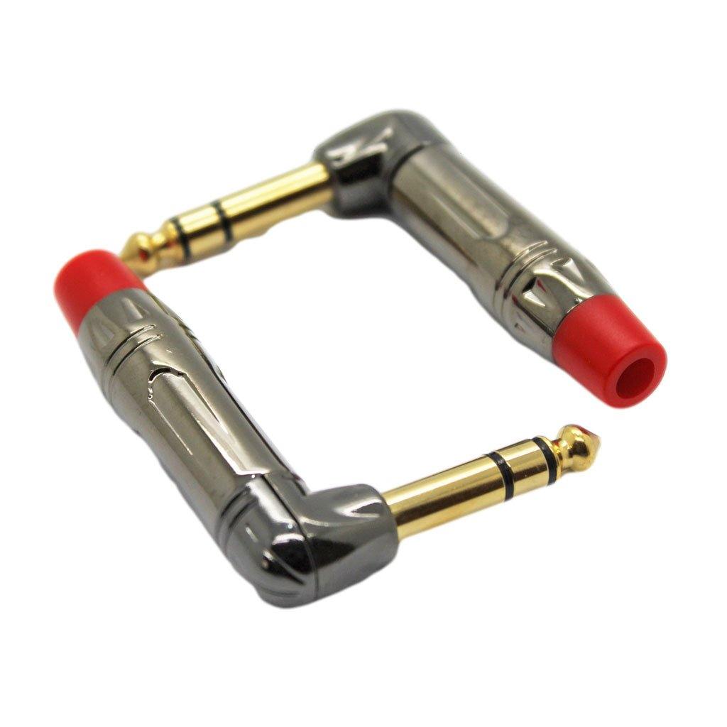 6.35mm Stereo Male Angle Connector (10mm OD) (Gun Nickel Red) - CABLESmart