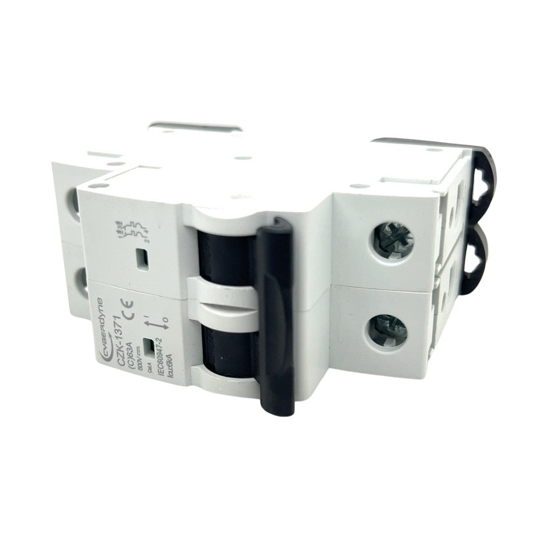 DC No-Polarity Miniature Circuit Breaker 500V DC 63A C Curve 2-Pole Solar PV - CABLESmart