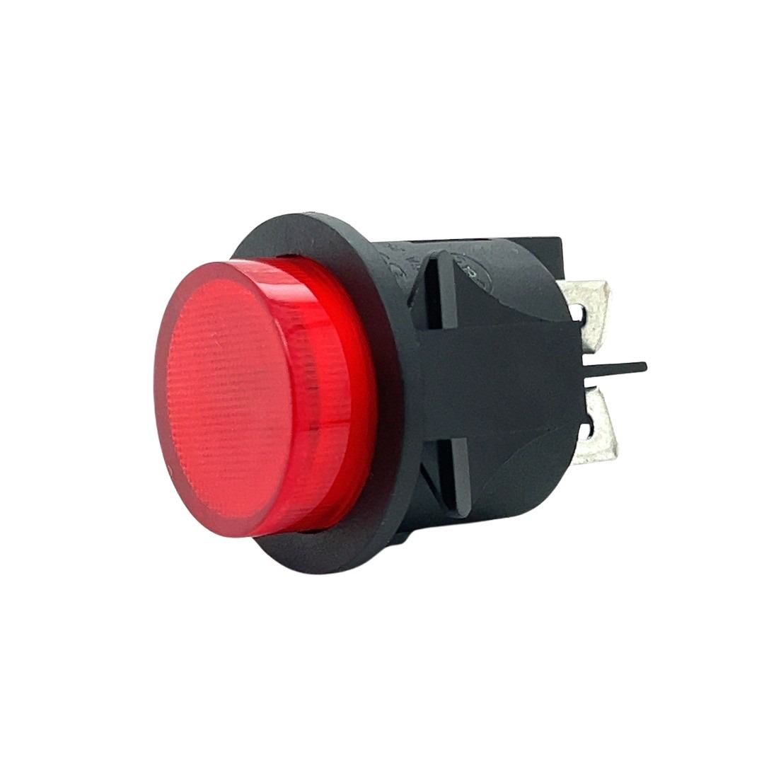 On/Off Push Button Red Illuminated Panel Mount Switch 250V 16A DPST 25mm - CABLESmart