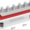 Bus Bar + Cover 6 x M10 48V DC 300V AC 600A Red - CABLESmart