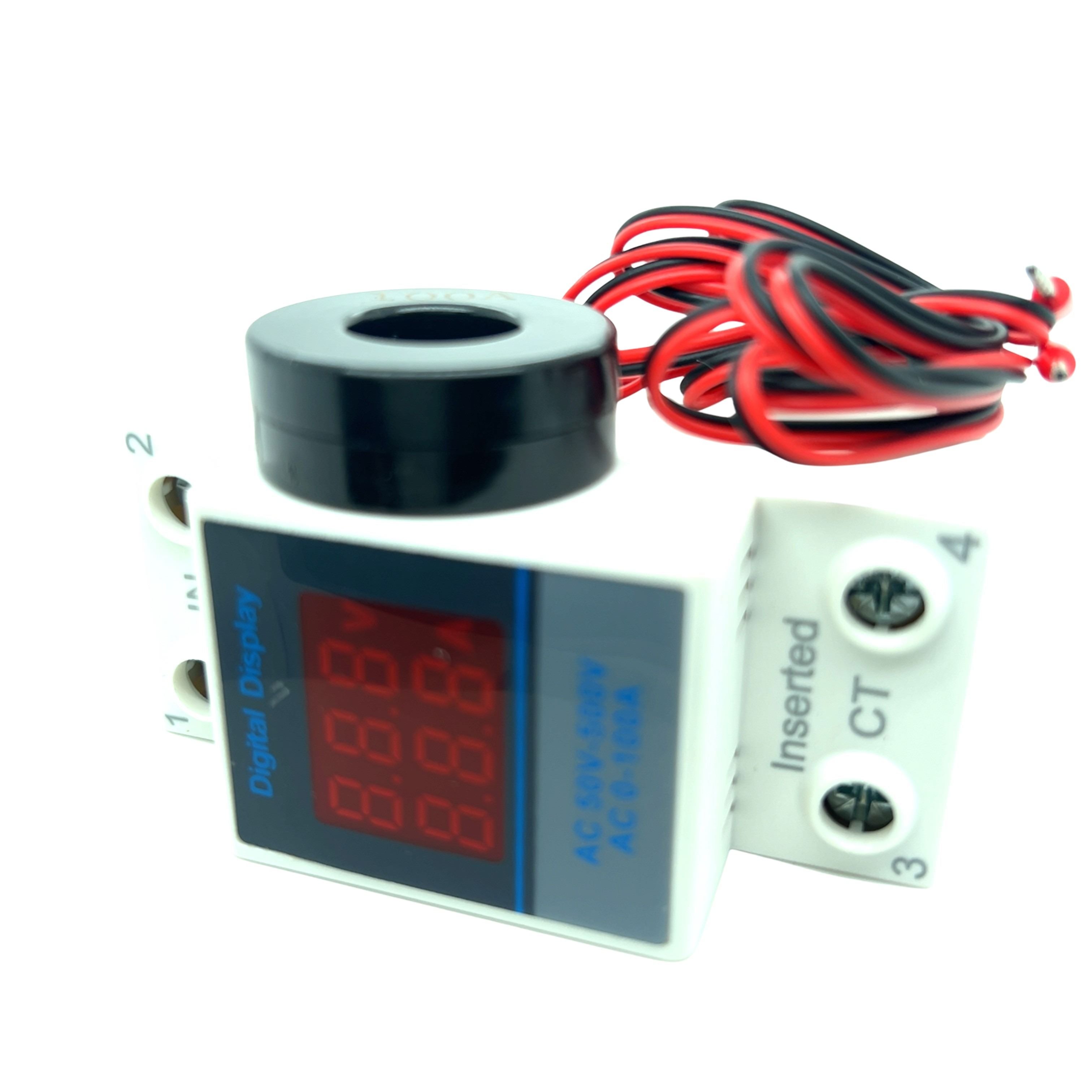 Voltmeter + Ammeter DIN Rail AC 50V - 500V / 0-100A - CABLESmart