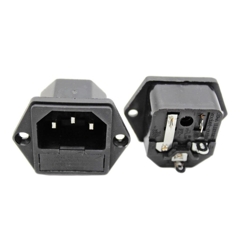 Computer IEC AC Power Panel Mount Male Connector (Fused) - CABLESmart