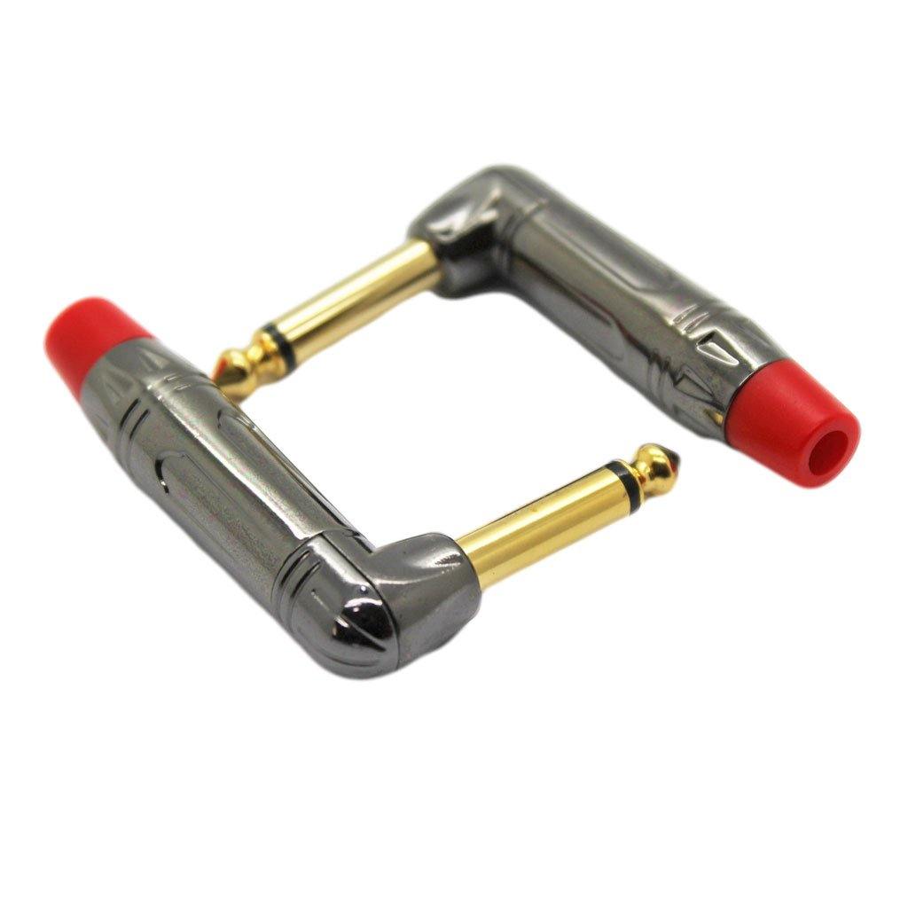 6.35mm Mono Male Angle Connector (10mm OD) (Gun Nickel Red) - CABLESmart