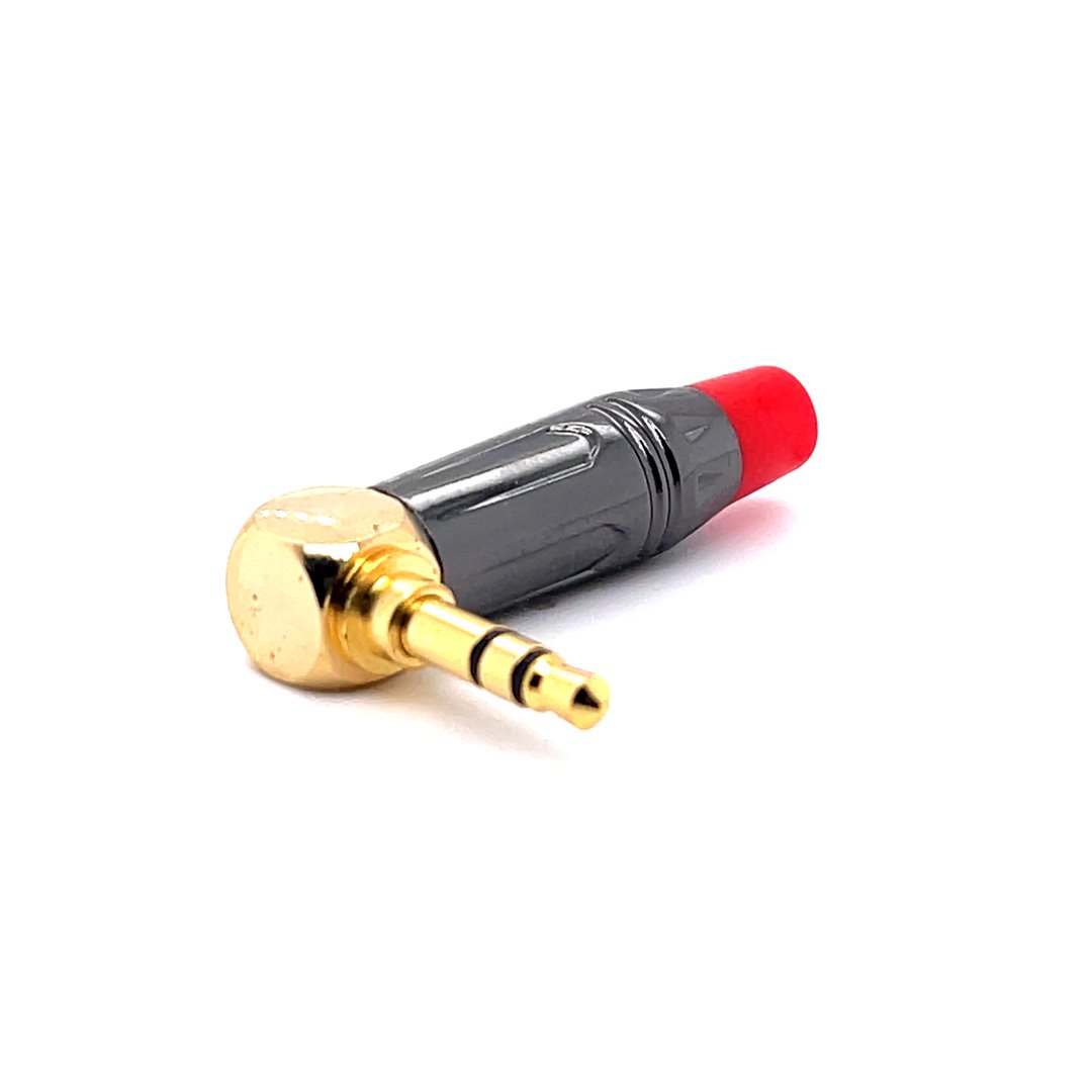 3.5mm Stereo Male Angle Connector (10mm OD) (Gun Nickel Red) (1pc)
