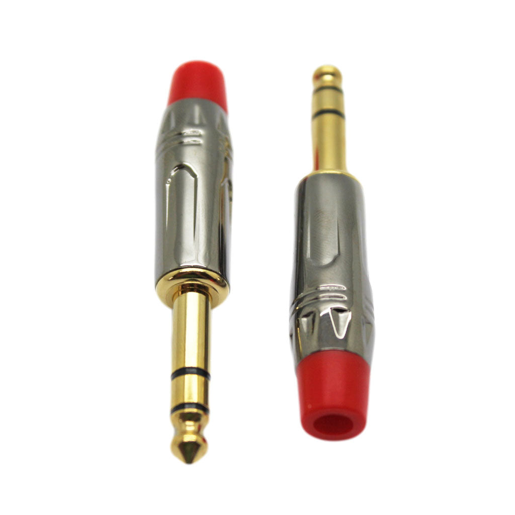 CyberDyne 6.35mm Stereo Male Connector (Gun Nickel Red) (1pc)